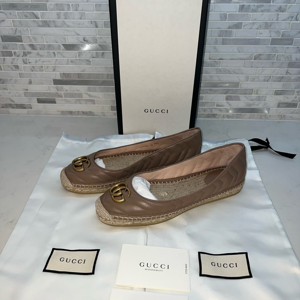 Gucci Nappa Charlotte leather espadrille with double GG 40 - Picture 4 of 7
